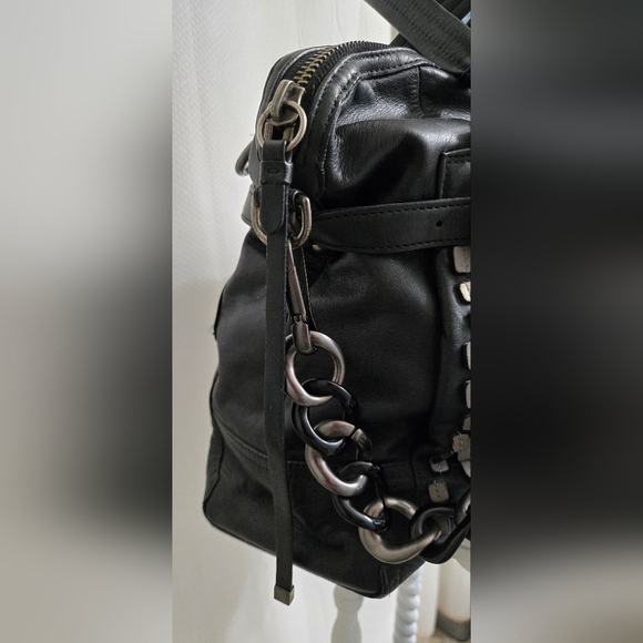 EUC RARE Coach Studded Flagship Leather Ella Black & Gunmetal Satchel - Picture 3 of 16